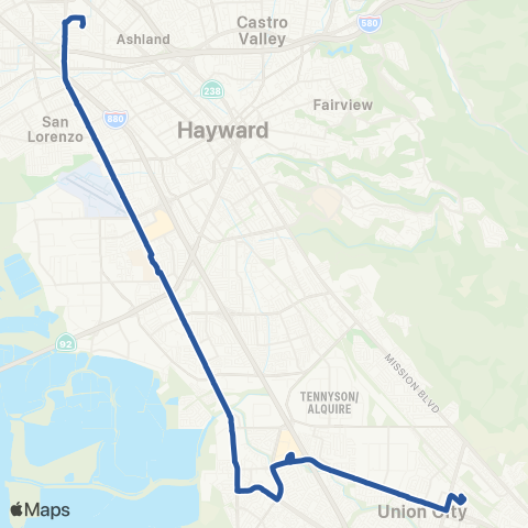 AC Transit Hesperian - Alvarado - Decoto map