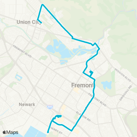 AC Transit Niles - Stevenson - Newpark map