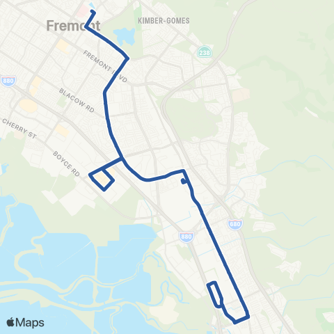 AC Transit Pacific Cm.-Grimmer-Warm Springs map