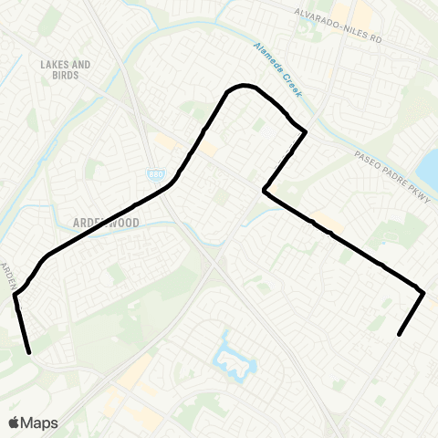 AC Transit American High - Thornton Middle map