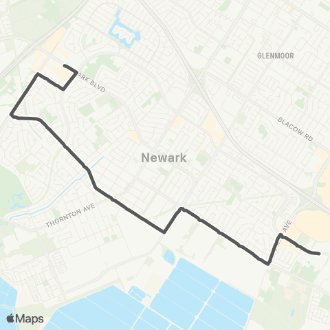 AC Transit Newark Memorial - Cherry - Haley map