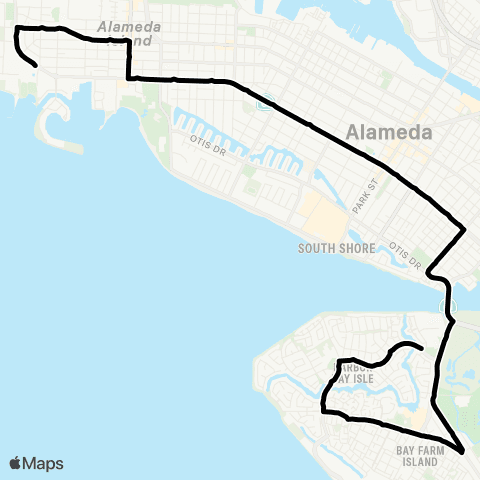 AC Transit Encinal - Alameda - Bay Farm map
