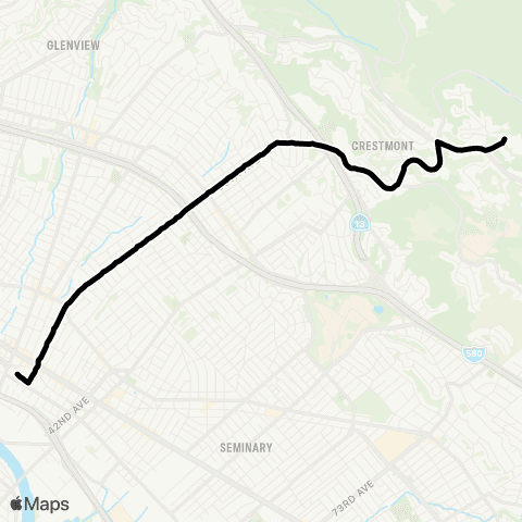 AC Transit Skyline High - 35th Avenue map