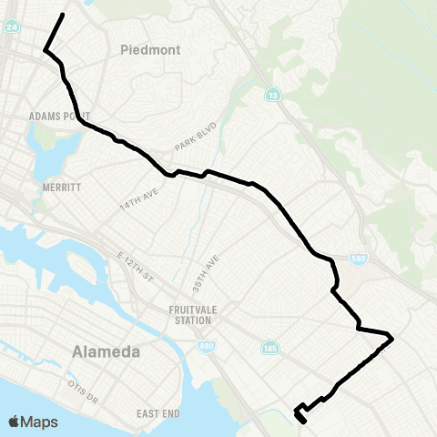 AC Transit Oak High - Oak Tech - Macarthur map