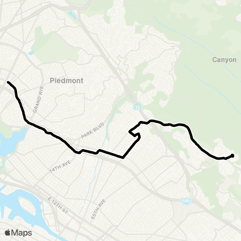 AC Transit Skyline - Bret Harte - Macarthur map