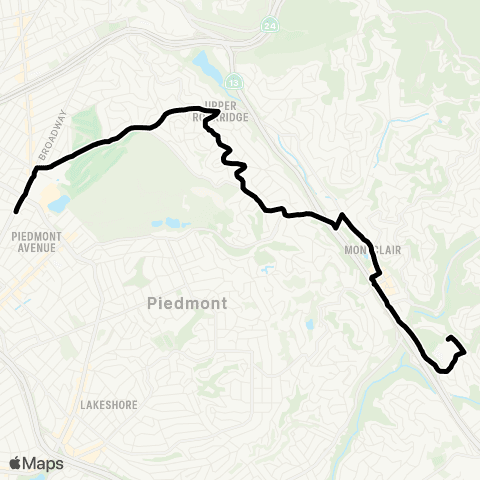 AC Transit Montera - Broadway Terrace map