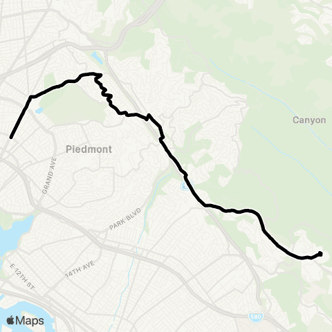 AC Transit Skyline High - Broadway Terrace map