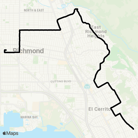 AC Transit El Cerrito - Arlington - Garvin map