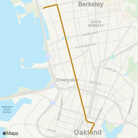 AC Transit San Pablo All Nighter map