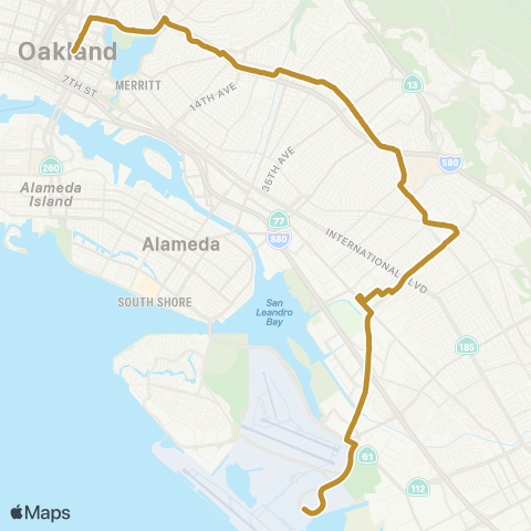 AC Transit Macarthur - Airport All Nighter map