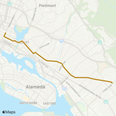 AC Transit Foothill - Eastmont All Nighter map