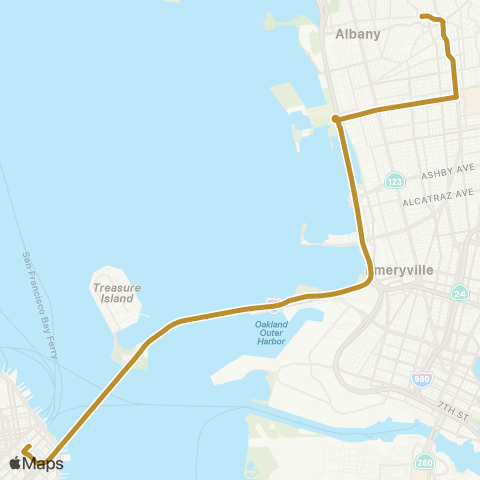 AC Transit Shattuck - University Transbay map