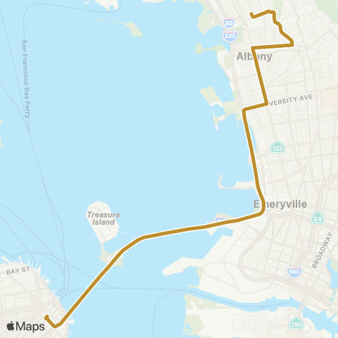 AC Transit Colusa - Solano Transbay map