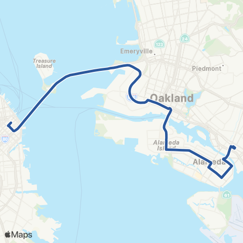 AC Transit Santa Clara - Encinal Transbay map