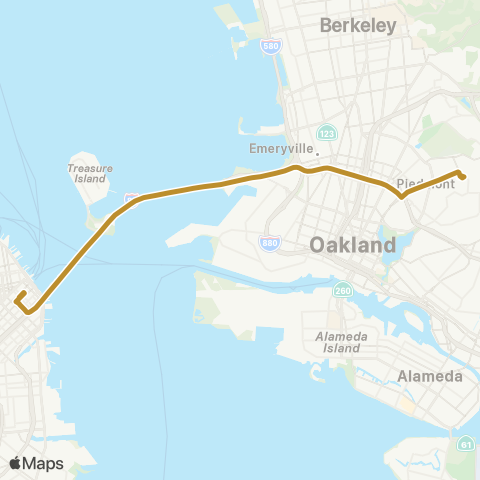 AC Transit Piedmont - Oakland Avenue Transbay map