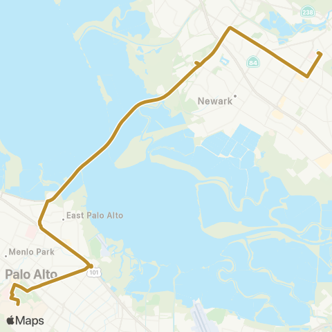 AC Transit Stanford - Dumbarton - Fremont map