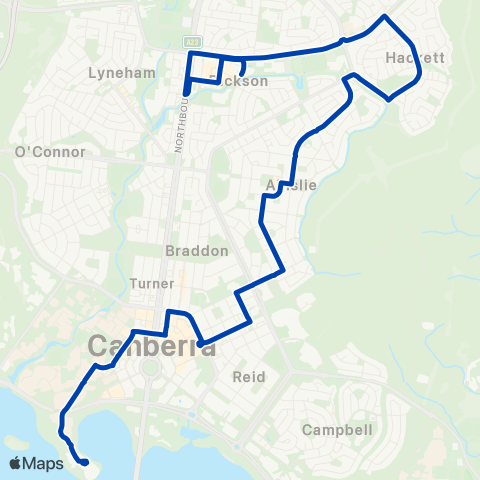 ACTION City to Dickson via Ainslie & Hackett map
