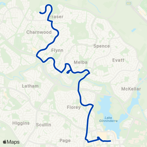 ACTION S - Belconnen to Fraser via Melba HS map