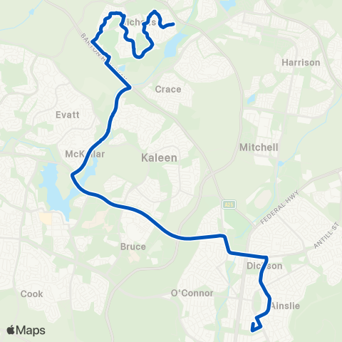 ACT School routes Merici College Wise St SSO map