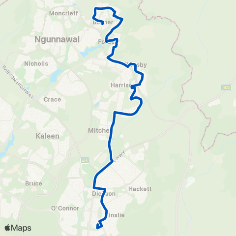 ACT School routes Merici College Wise St SSO map