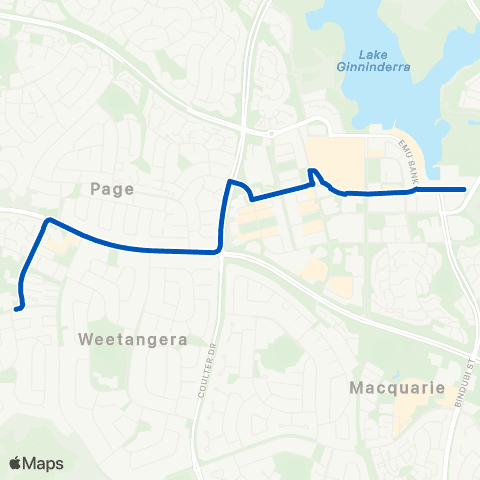ACT School routes Belconnen HS Murranji St map