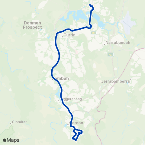 ACTION City ANU to Lanyon via Condor & Banks map