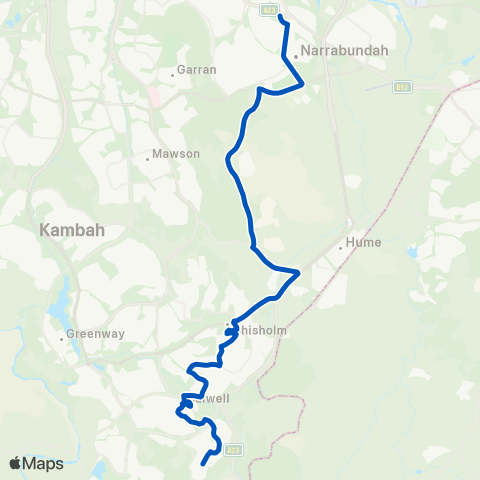 ACT School routes Theodore Terminus Chippindall Cct map