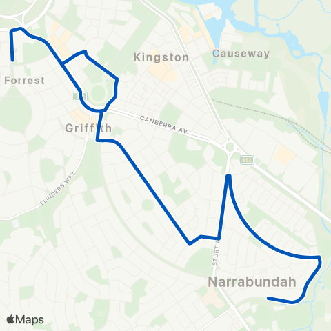 ACT School routes Forrest PS Hobart Av SSO map
