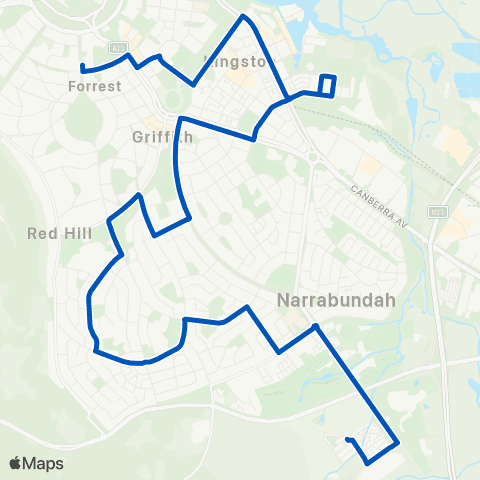 ACT School routes Forrest PS Hobart Av SSO map