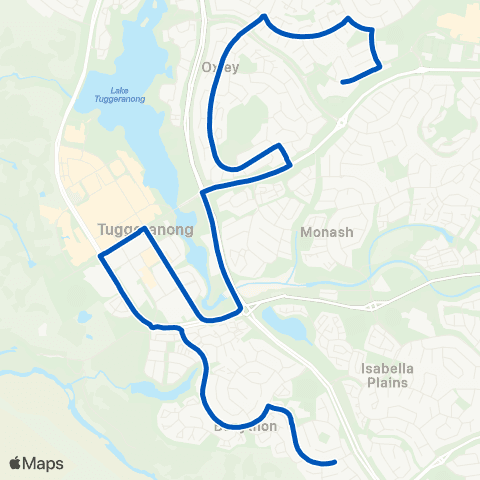 ACT School routes Trinity Christian School McBryde Cr map