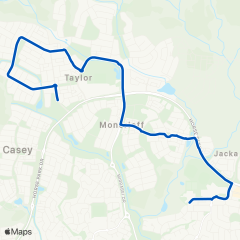 ACT School routes Amaroo School Burdekin Av map