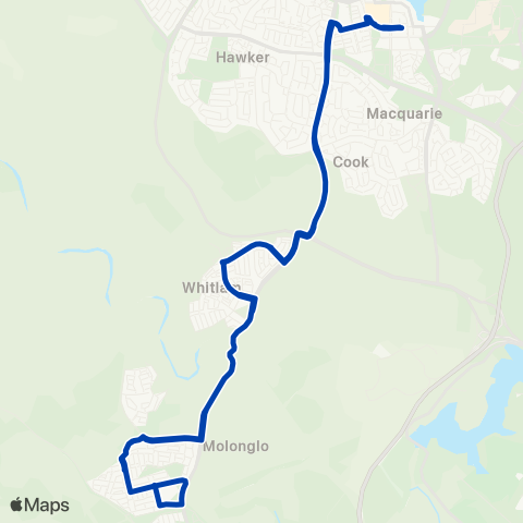 ACTION S - Belconnen to Denman Prospect via Eveyln Scott Sch map