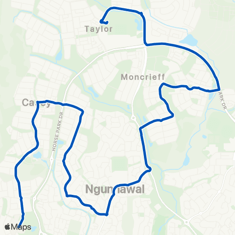 ACT School routes Aunty Agnes Shea HS Sports Grounds map