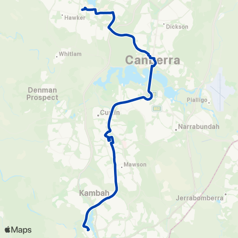 ACTION S - Alfred Deakin HS to Tuggeranong map