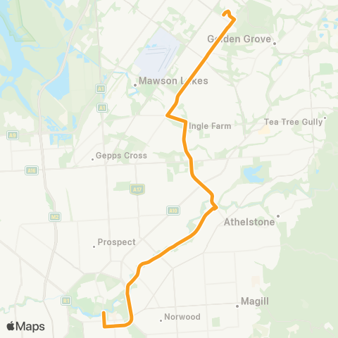 Torrens Transit Salisbury East - Adelaide Oval map