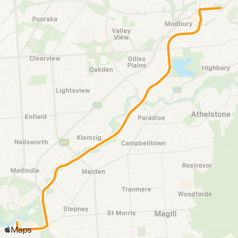 Torrens Transit St Agnes - Adelaide Oval map
