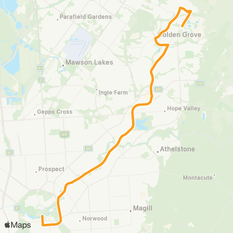 Torrens Transit Greenwith - Adelaide Oval map