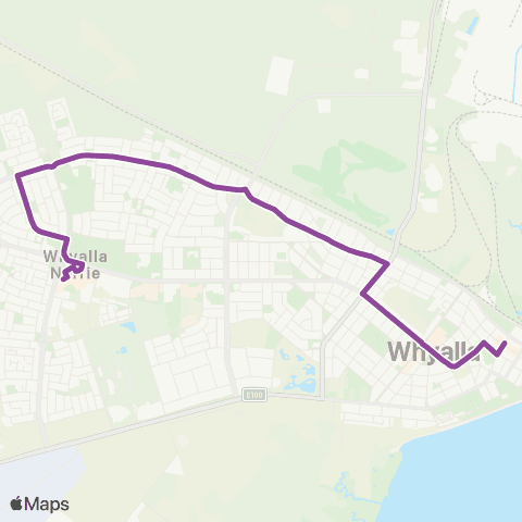 Des's Transport Whyalla Township Route 1 map