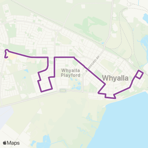 Des's Transport Whyalla Township Route 2 map