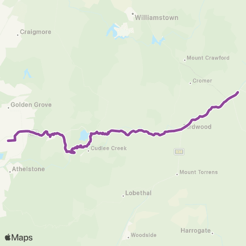 LinkSA Tea Tree Plz - Mt Pleasant via Cudlee Creek & Gumeracha map