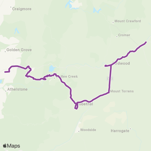 LinkSA Tea Tree Plz - Mt Pleasant via Cudlee Creek map