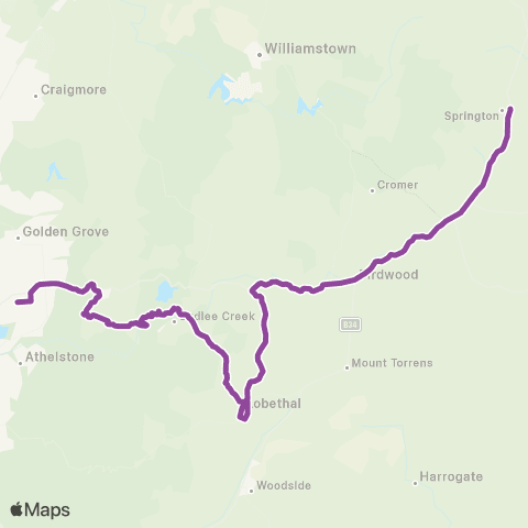 LinkSA Tea Tree Plz - Springton via Cudlee Creek & Gumeracha map