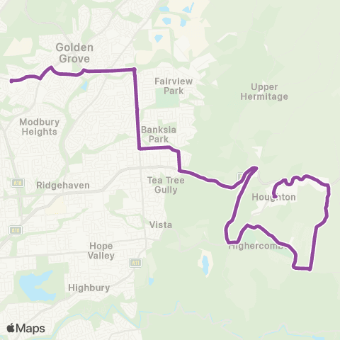 LinkSA Wynn Vale - Houghton via Paracombe map