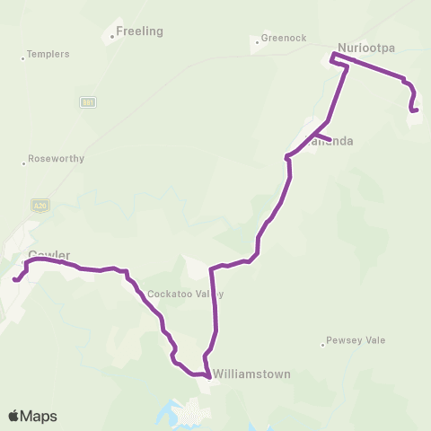 LinkSA Angaston - Gawler & Evanston via Lyndoch & Williamstown map