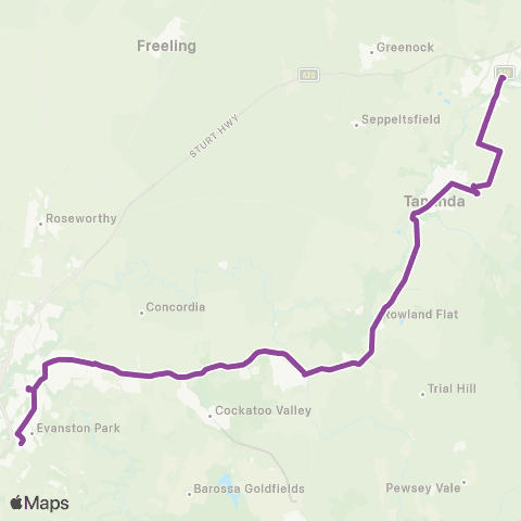 LinkSA Nuriootpa - Gawler and Evanston map
