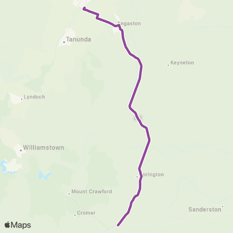 LinkSA Mt Pleasant - Nuriootpa (Murry St) via Eden Val map