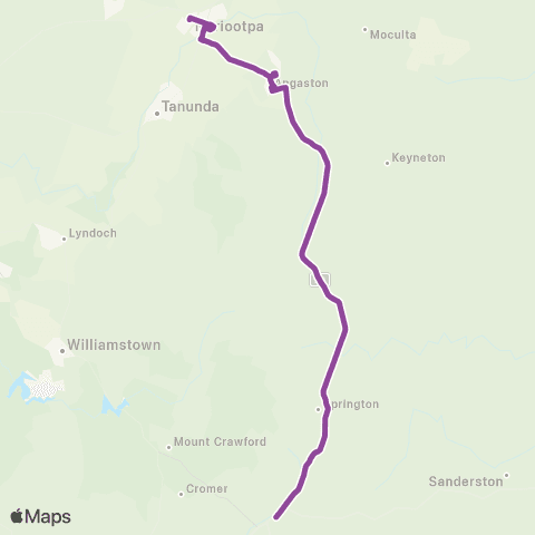LinkSA Mt Pleasant - Nuriootpa via Eden Val & Angaston map