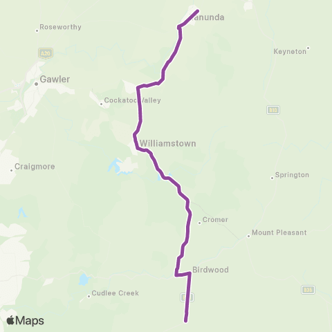 LinkSA Mt Torrens - Tanunda via Charleston via Birdwood map