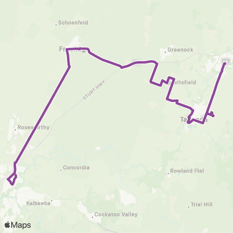 LinkSA Hewett - Nuriootpa via Marananga map