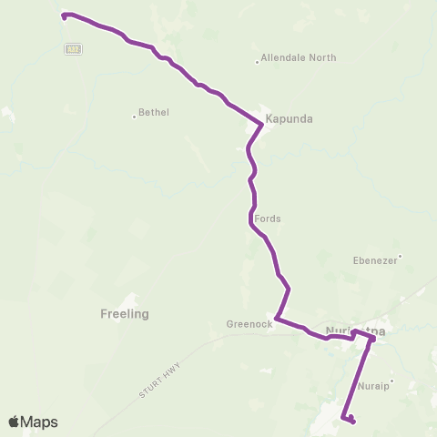 LinkSA Tarlee - Tanunda via Nuriootpa & Kapunda map